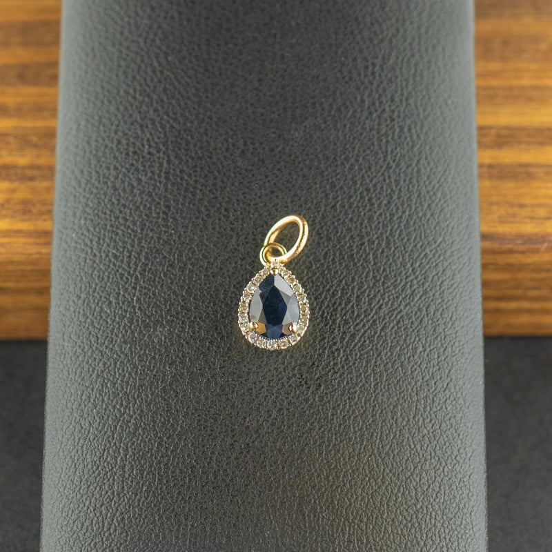 9ct Yellow Gold Sapphire and Diamond Pendant 0.9g