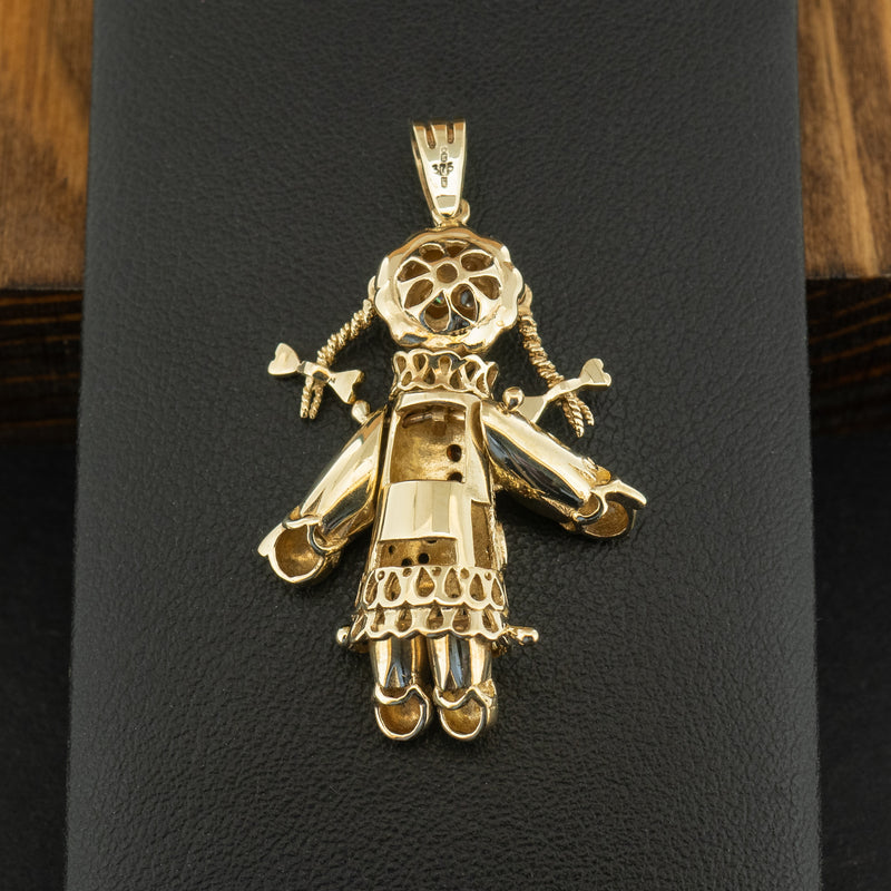 9ct Yellow Gold Garnet Doll Pendant 6.3g