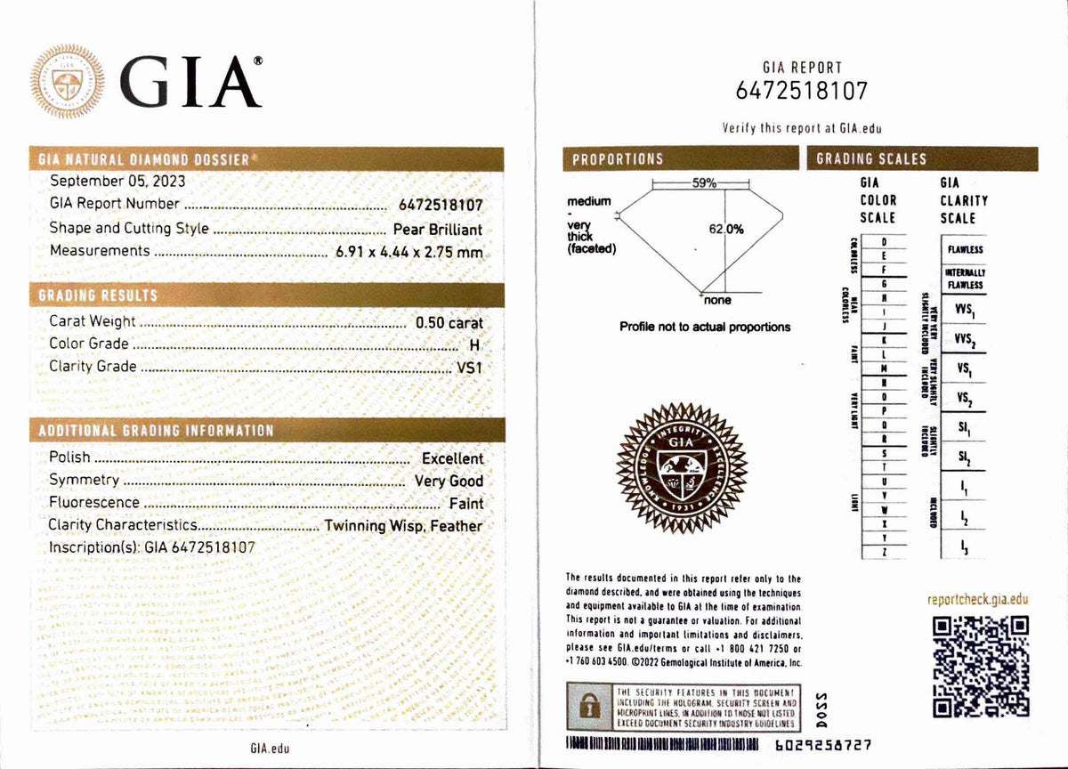Platinum 0.5ct GIA Certificated Hidden Halo Diamond Ring Size I 2.7g