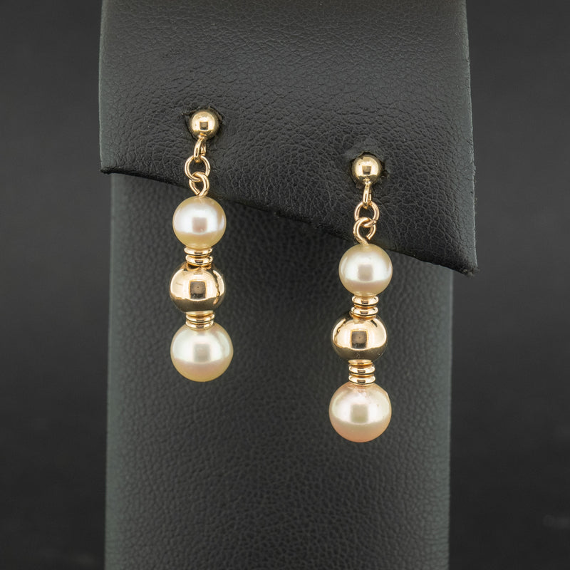 9ct Yellow Gold Pearl Drop Earrings 2.2g
