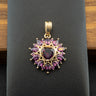 9ct Yellow Gold Purple Stone Cluster Pendant 3.8g