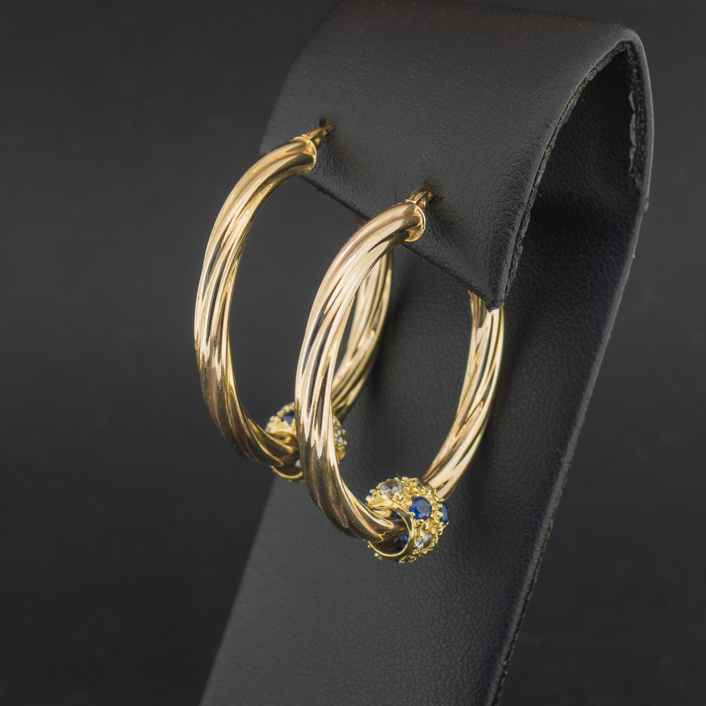 9ct Yellow Gold Cubic Zirconia Hoop Earrings 4.8g
