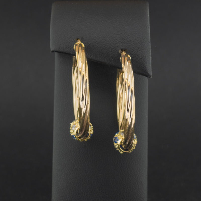 9ct Yellow Gold Cubic Zirconia Hoop Earrings 4.8g