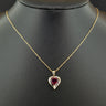 9ct Yellow Gold 20 Inch Created Ruby and Diamond Heart Necklace 1.6g