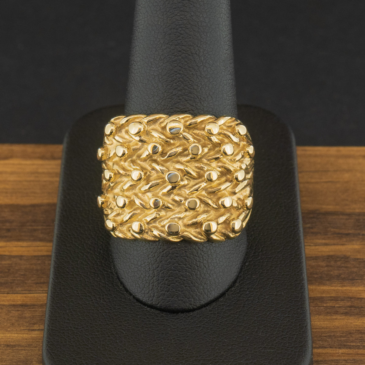 9ct Yellow Gold 5 Row Keeper Ring Size W 9.9g
