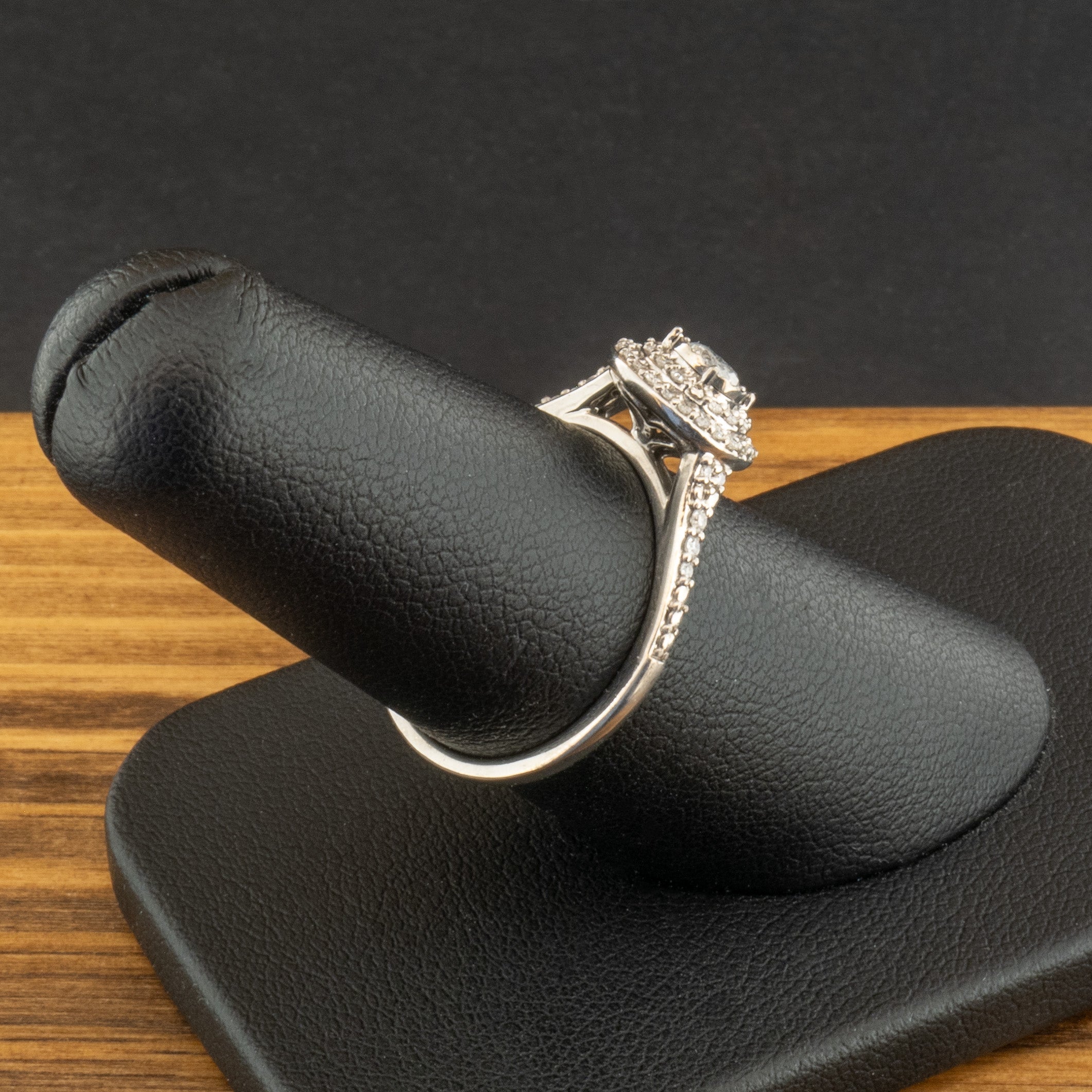 9ct White Gold 0.33ct Diamond Double Halo Ring Size N 2.2g