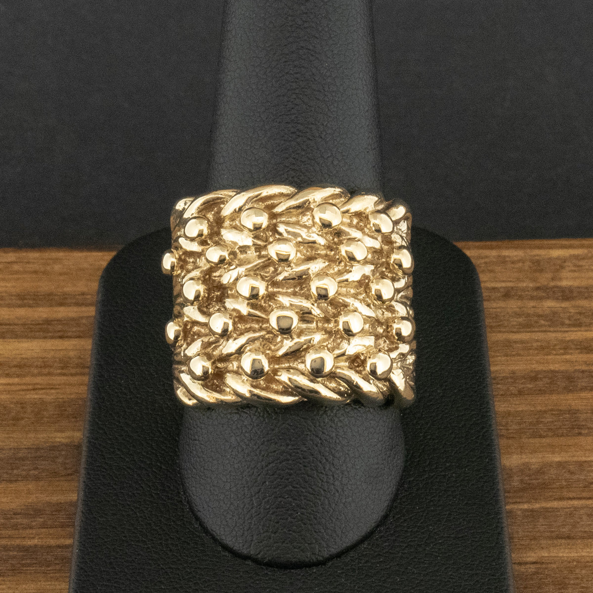 9ct Yellow Gold Five Row Keeper Ring Size S 1/2 16.1g