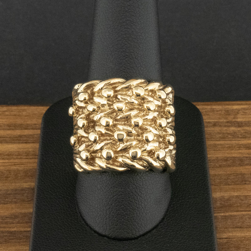 9ct Yellow Gold Five Row Keeper Ring Size S 1/2 16.1g