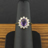 9ct Yellow Gold Amethyst & CZ Cluster Ring Size K 1/2 2.1g