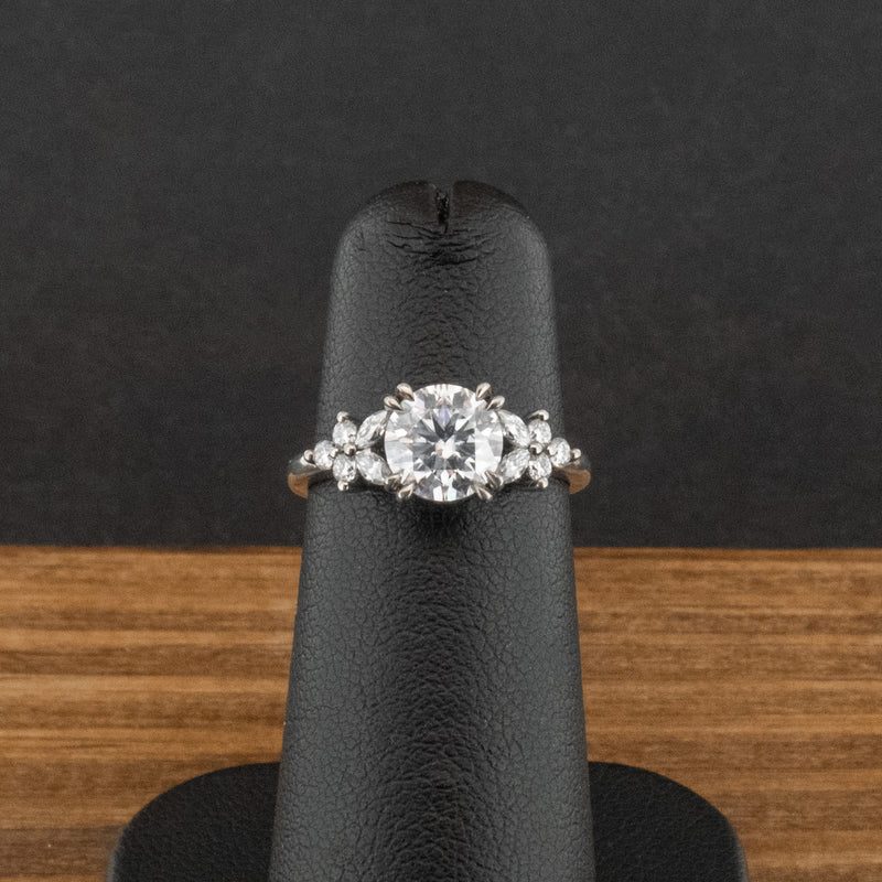 9ct White Gold 1.2ct Moissanite Cluster Ring Size H 2g