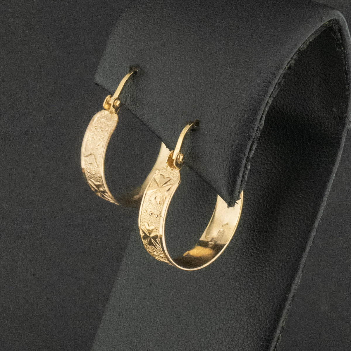 9ct Yellow Gold Cross Pattern Hoop Earrings 2.7g