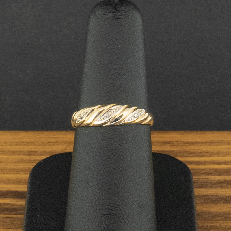 9ct Yellow Gold Diamond Chip Ring Size L 1/2 1.5g