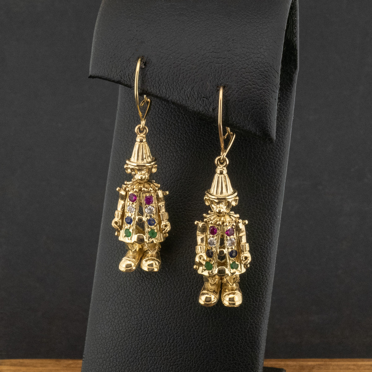 9ct Yellow Gold Clown Drop Earrings 7.7g