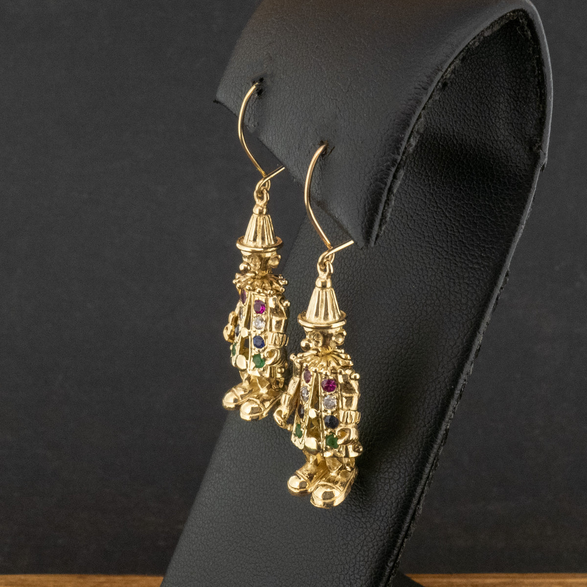 9ct Yellow Gold Clown Drop Earrings 7.7g