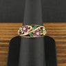9ct Gold Ruby, Sapphire, Emerald & Diamond Flower Ring Size N 1/2 4.4g