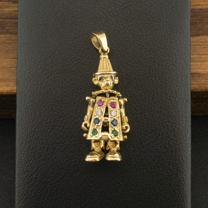 9ct Yellow Gold Gemstone Clown Pendant 3.8g