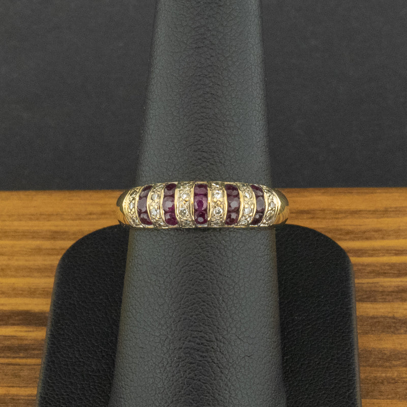 9ct Yellow Gold Ruby & Diamond Ring Size N 1/2 3g