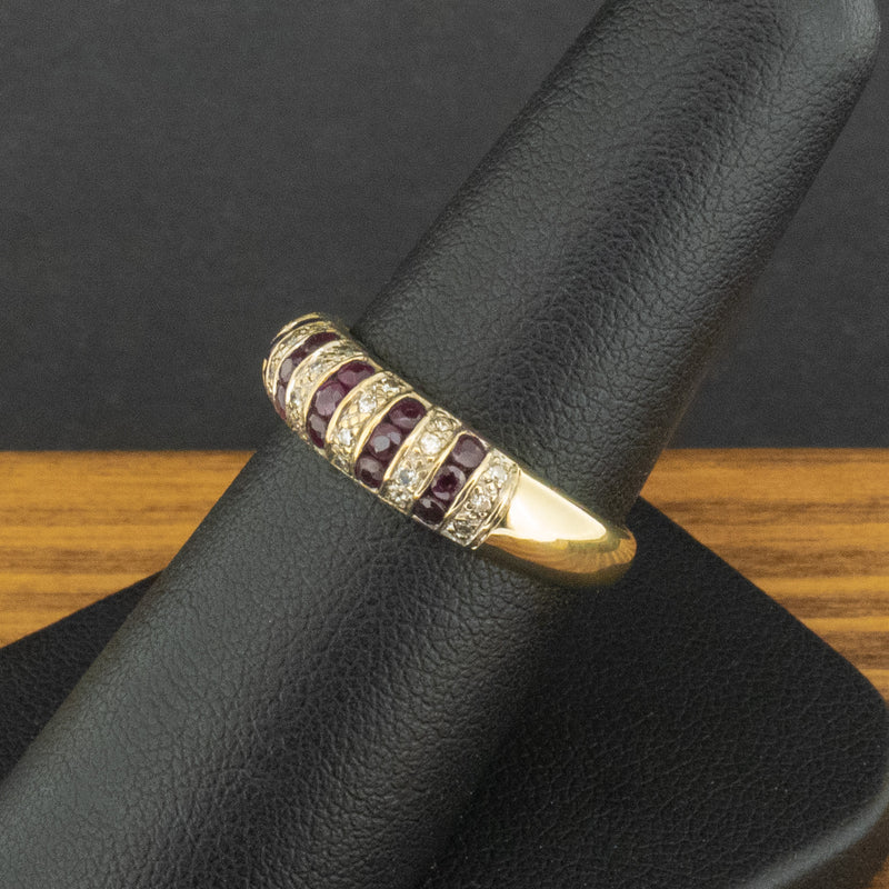 9ct Yellow Gold Ruby & Diamond Ring Size N 1/2 3g
