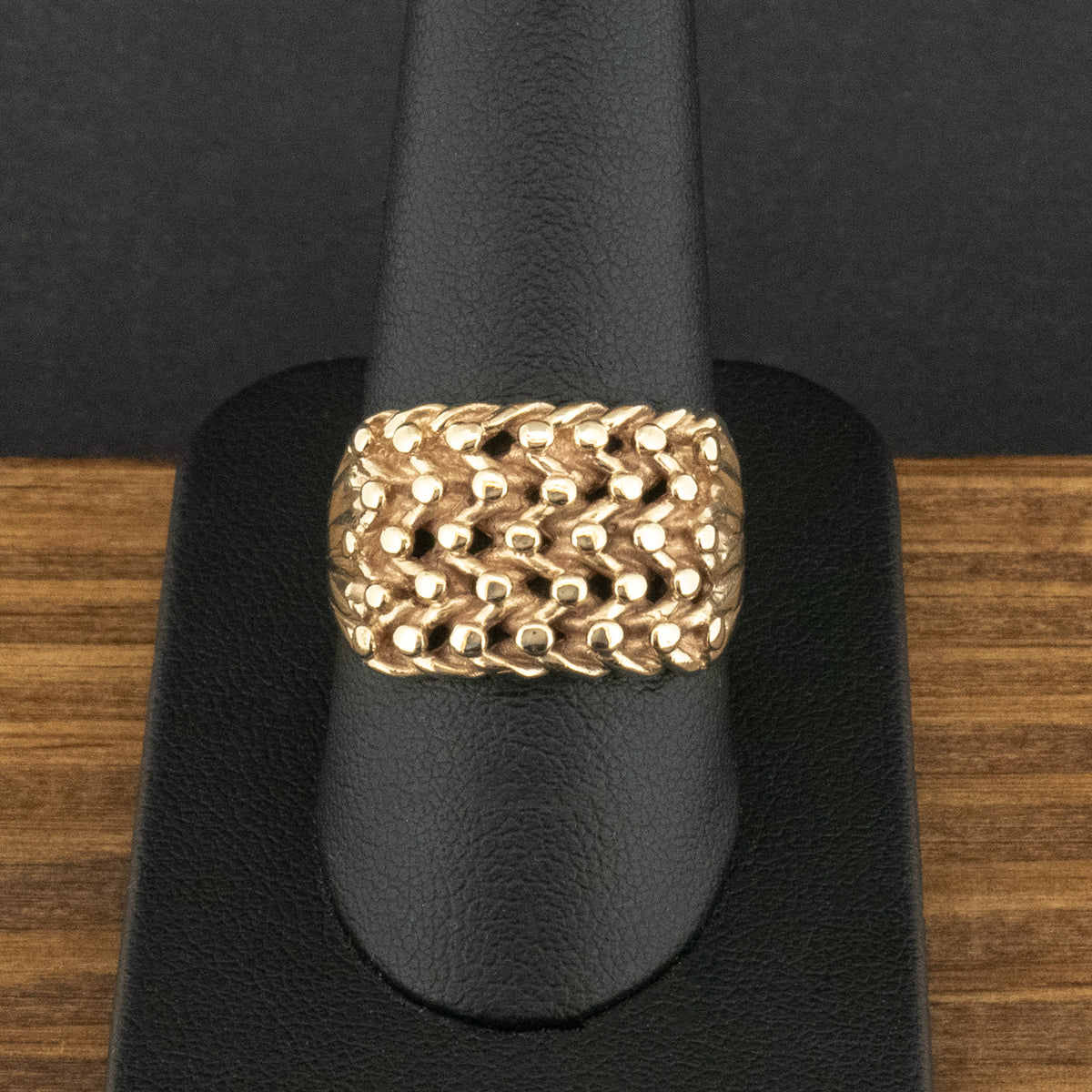 9ct Yellow Gold Five Row Keeper Ring Size S 6.2g