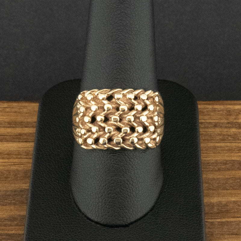 9ct Yellow Gold Five Row Keeper Ring Size S 6.2g