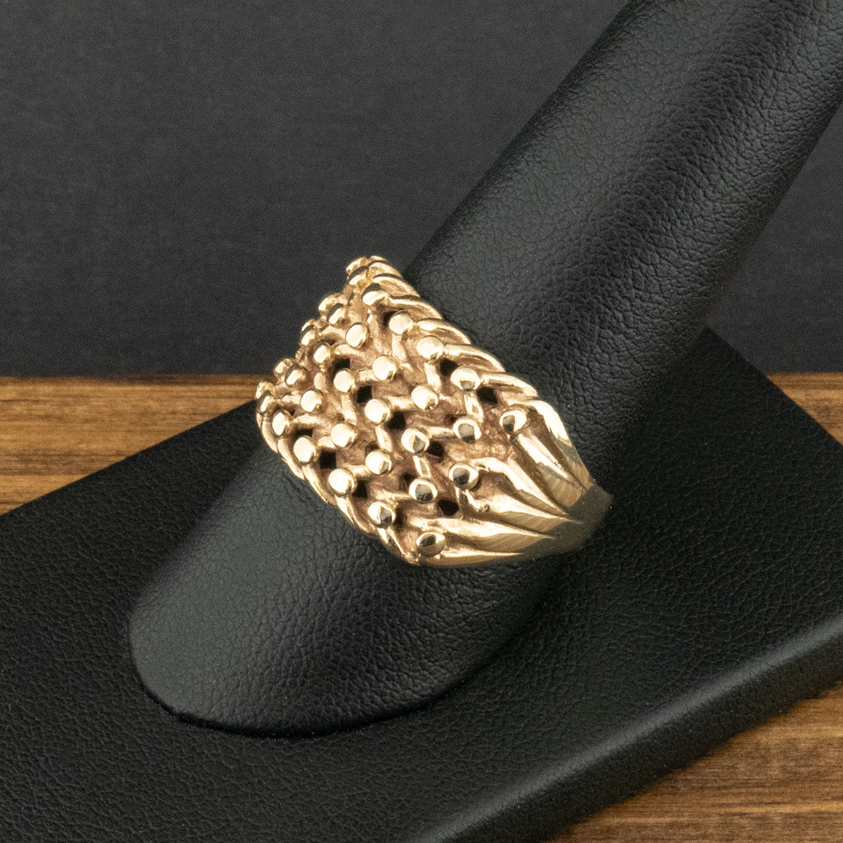 9ct Yellow Gold Five Row Keeper Ring Size S 6.2g