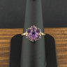 9ct Yellow Gold Amethyst Cluster Ring Size O 2.9g