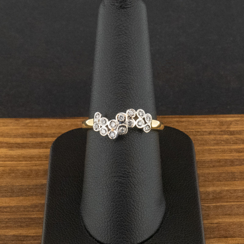 18ct Yellow Gold 0.2ct Diamond Bubble Ring Size P 3.9g