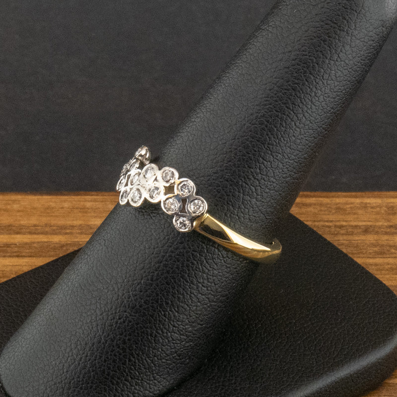 18ct Yellow Gold 0.2ct Diamond Bubble Ring Size P 3.9g