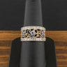 9ct Yellow Gold Blue Stone & Diamond Flower Ring Size O 3.3g