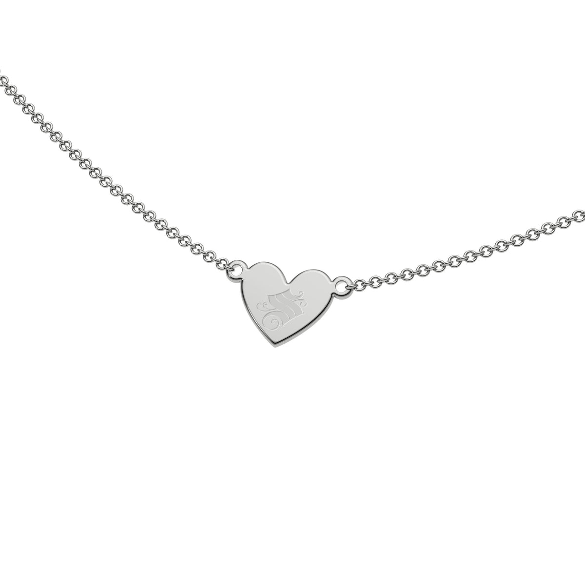9ct White Gold Engravable Gothic Heart Necklace