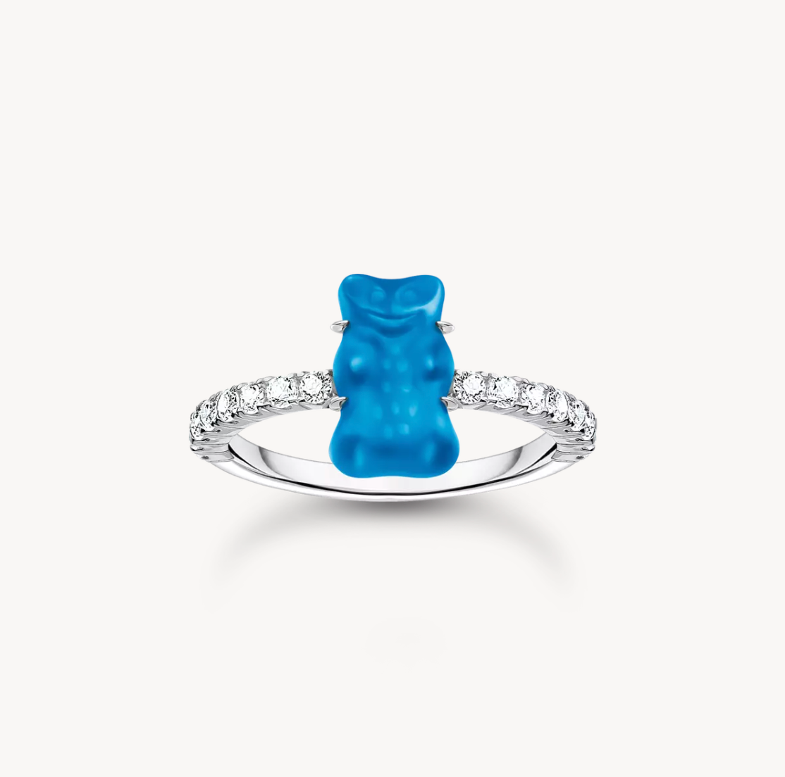 Thomas Sabo Silver Ring with Blue Mini Goldbears and Zirconia
