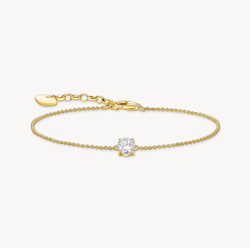Thomas Sabo Gold-Plated Bracelet with White Zirconia Pendant