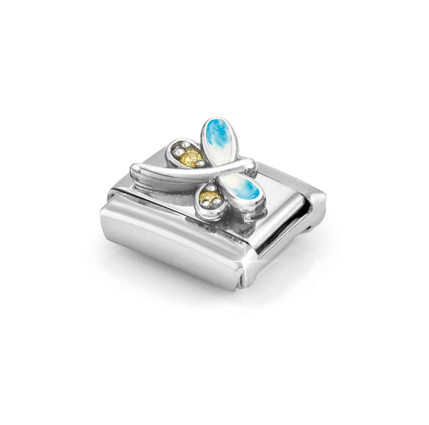 Nomination Blue and Yellow Dragonfly Sterling Silver and Stainless Steel Composable Charm