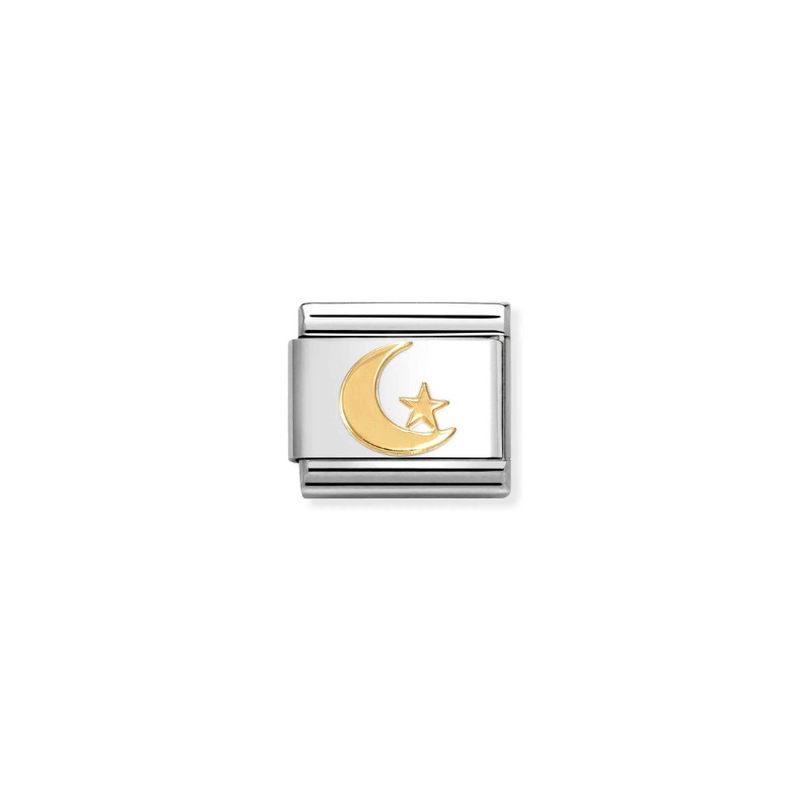 Nomination Moon and Star 18ct Gold and Stainless Steel Composable Charm