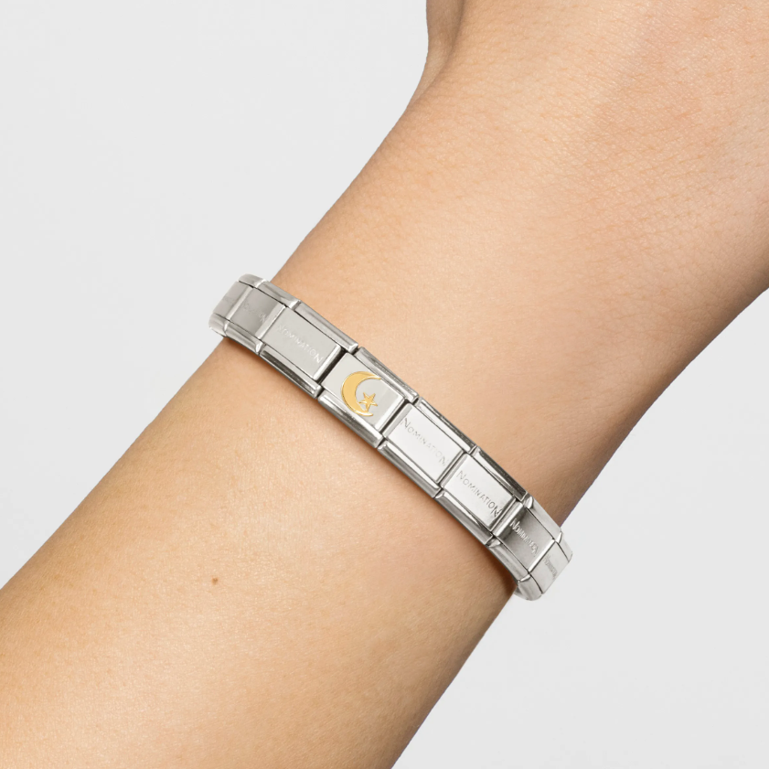 Nomination Moon and Star 18ct Gold and Stainless Steel Composable Charm