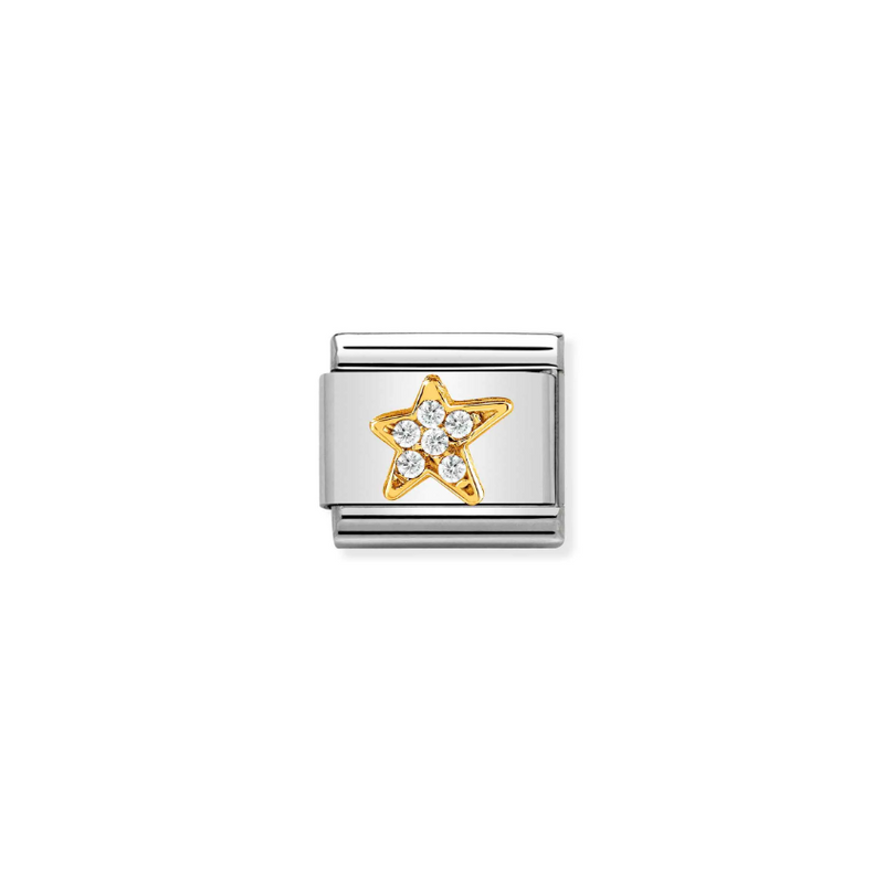 Nomination Asymmetrical CZ Star 18ct Gold and Stainless Steel Composable Charm