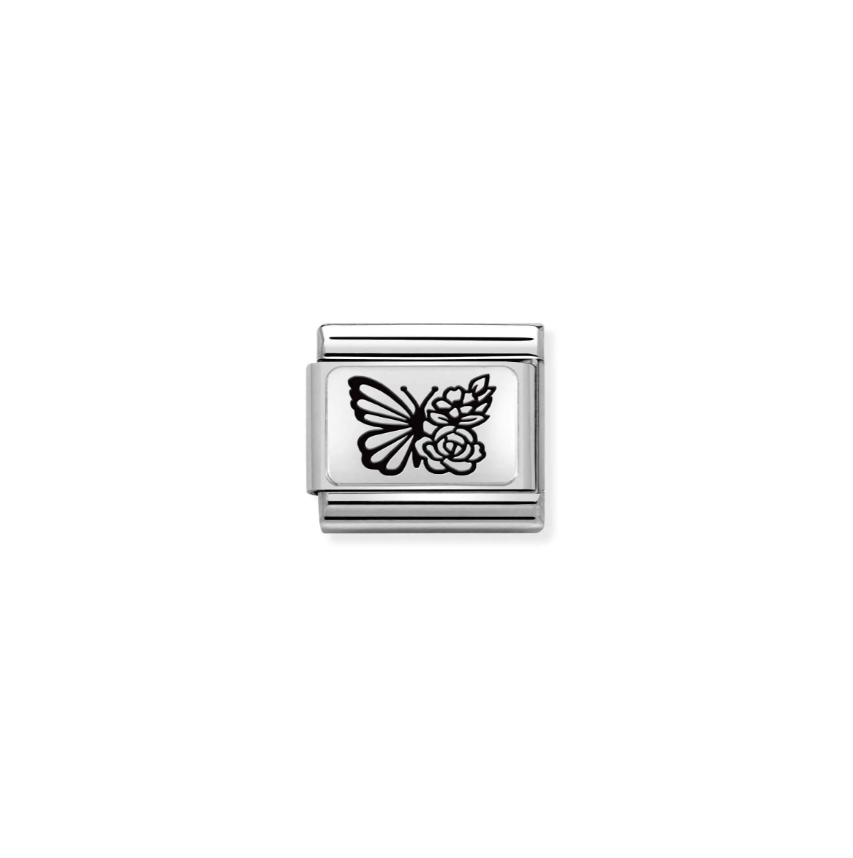 Nomination Butterfly with Flowers Silver and Stainless Steel Composable Charm