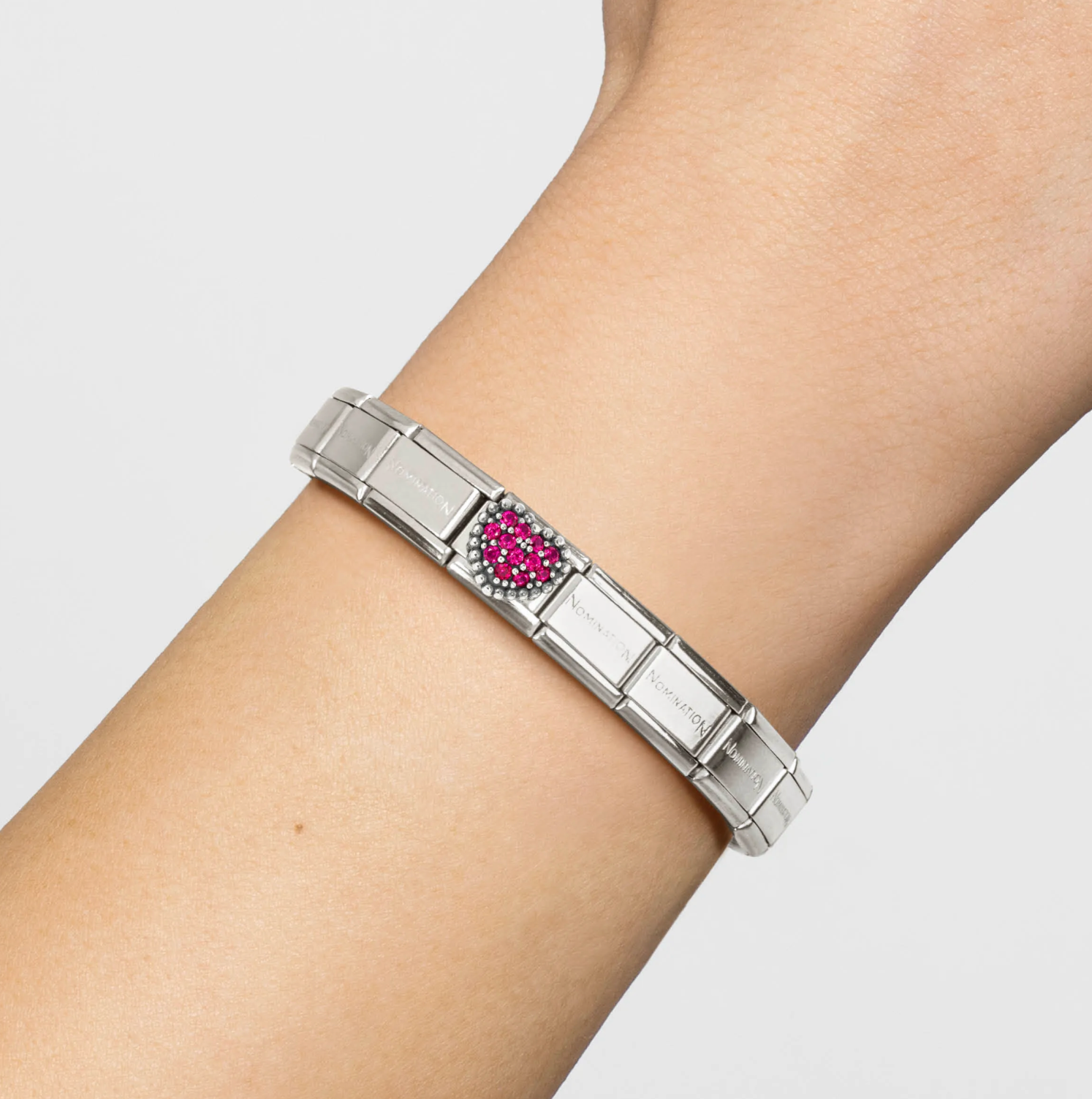 Nomination Heart with Red CZ Sterling Silver & Stainless Steel Composable Charm
