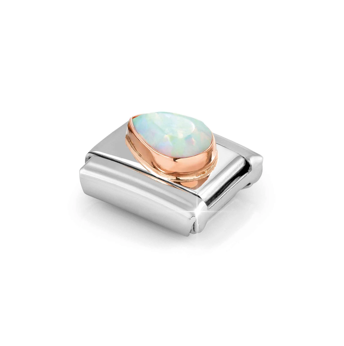 Nomination White Opal Drop left 9ct Rose Gold & Stainless Steel Composable Charm