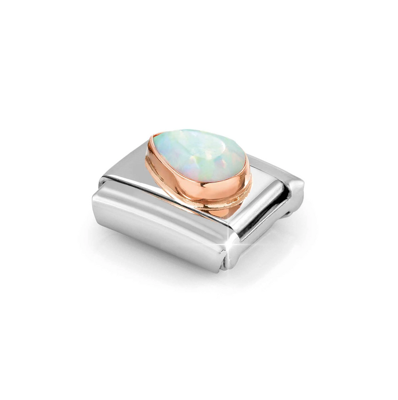 Nomination White Opal Drop left 9ct Rose Gold & Stainless Steel Composable Charm