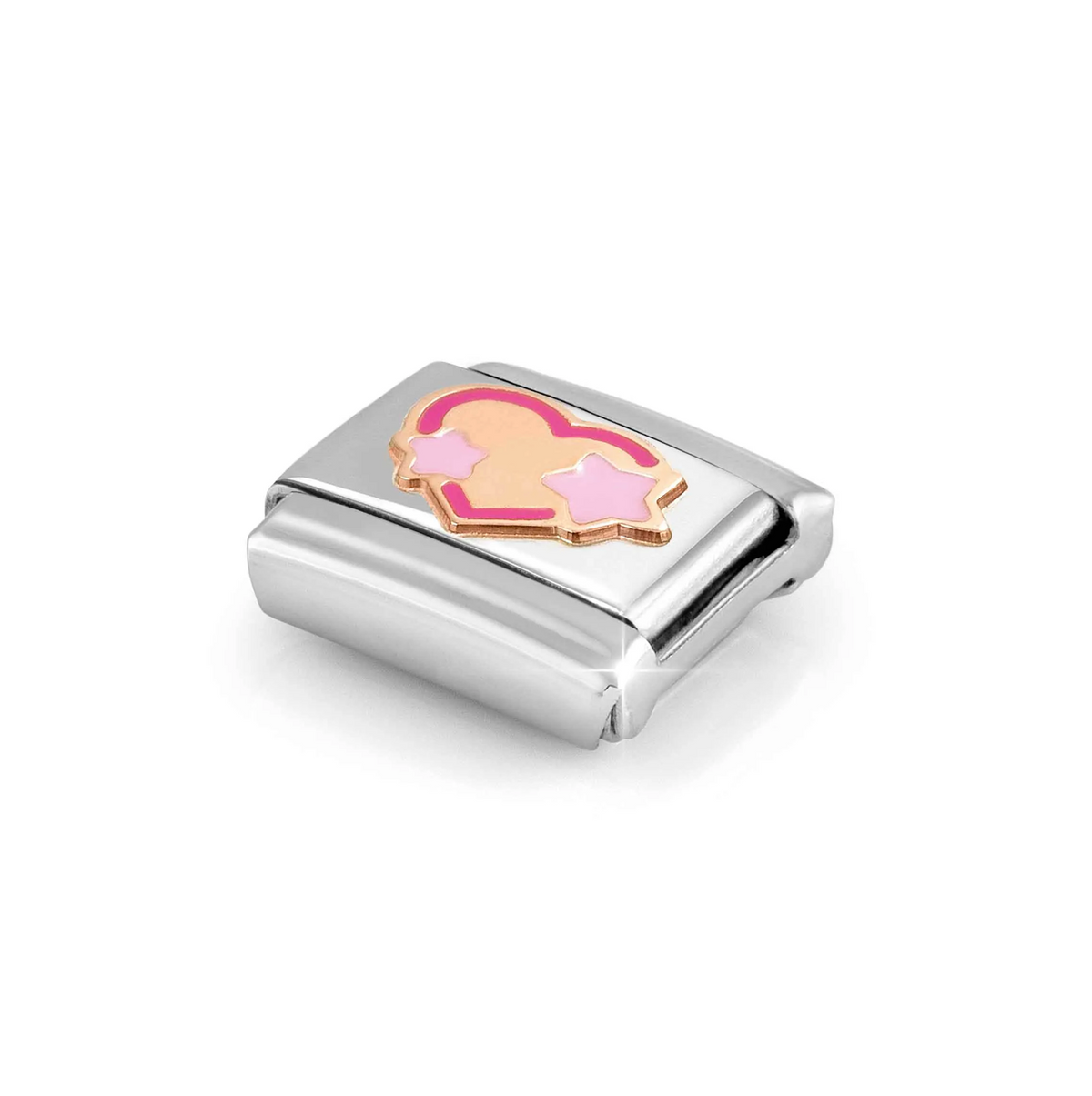 Nomination Pink Heart with Stars 9ct Rose Gold & Stainless Steel Composable Charm