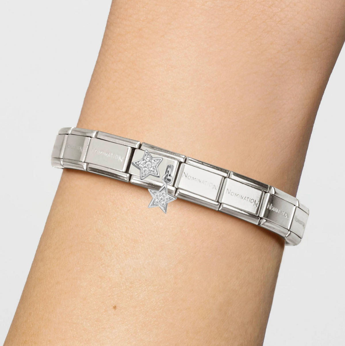 Nomination CZ Star with CZ Star Dangle Sterling Silver & Stainless Steel Composable Charm