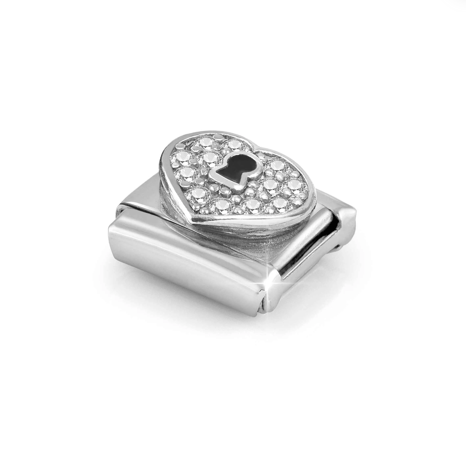 Nomination Heart Padlock with CZ Sterling Silver & Stainless Steel Composable Charm