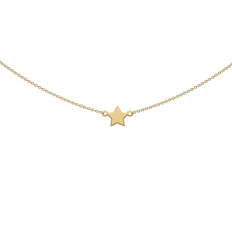 9ct Yellow Gold Engravable Gothic Star Necklace