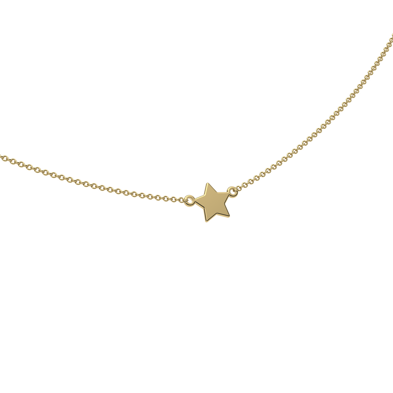 9ct Yellow Gold Engravable Gothic Star Necklace