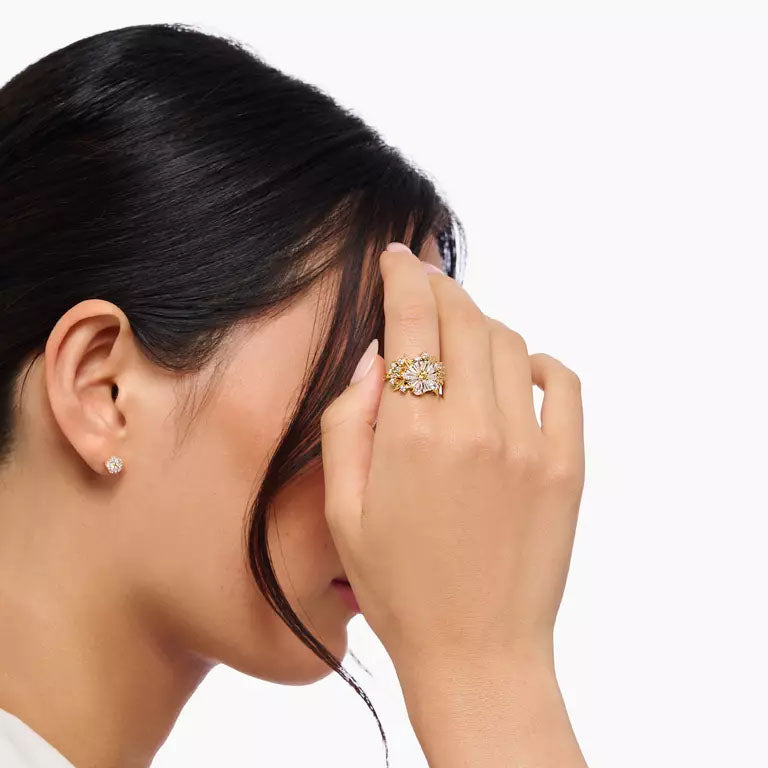 Thomas Sabo Gold Plated Sterling Silver Lovely Daisy CZ Ring
