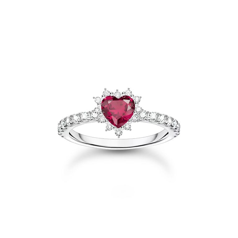 Thomas Sabo Sterling Silver Lab Ruby Heart Ring