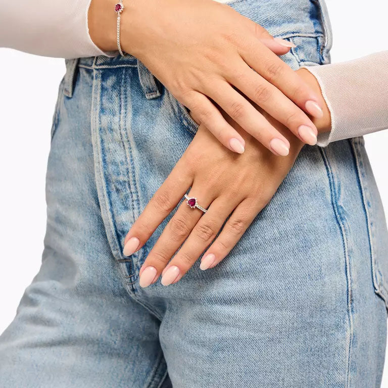 Thomas Sabo Sterling Silver Lab Ruby Heart Ring