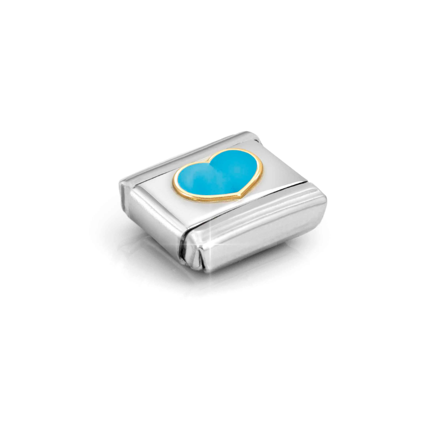 Nomination Turquoise Enamel Heart 18ct Gold and Stainless Steel Composable Charm