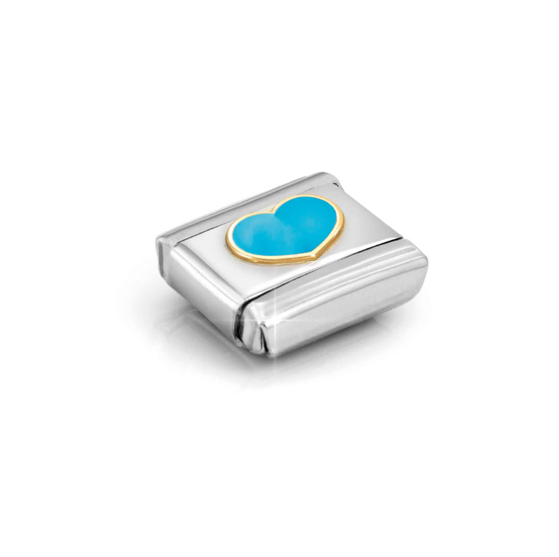 Nomination Turquoise Enamel Heart 18ct Gold and Stainless Steel Composable Charm